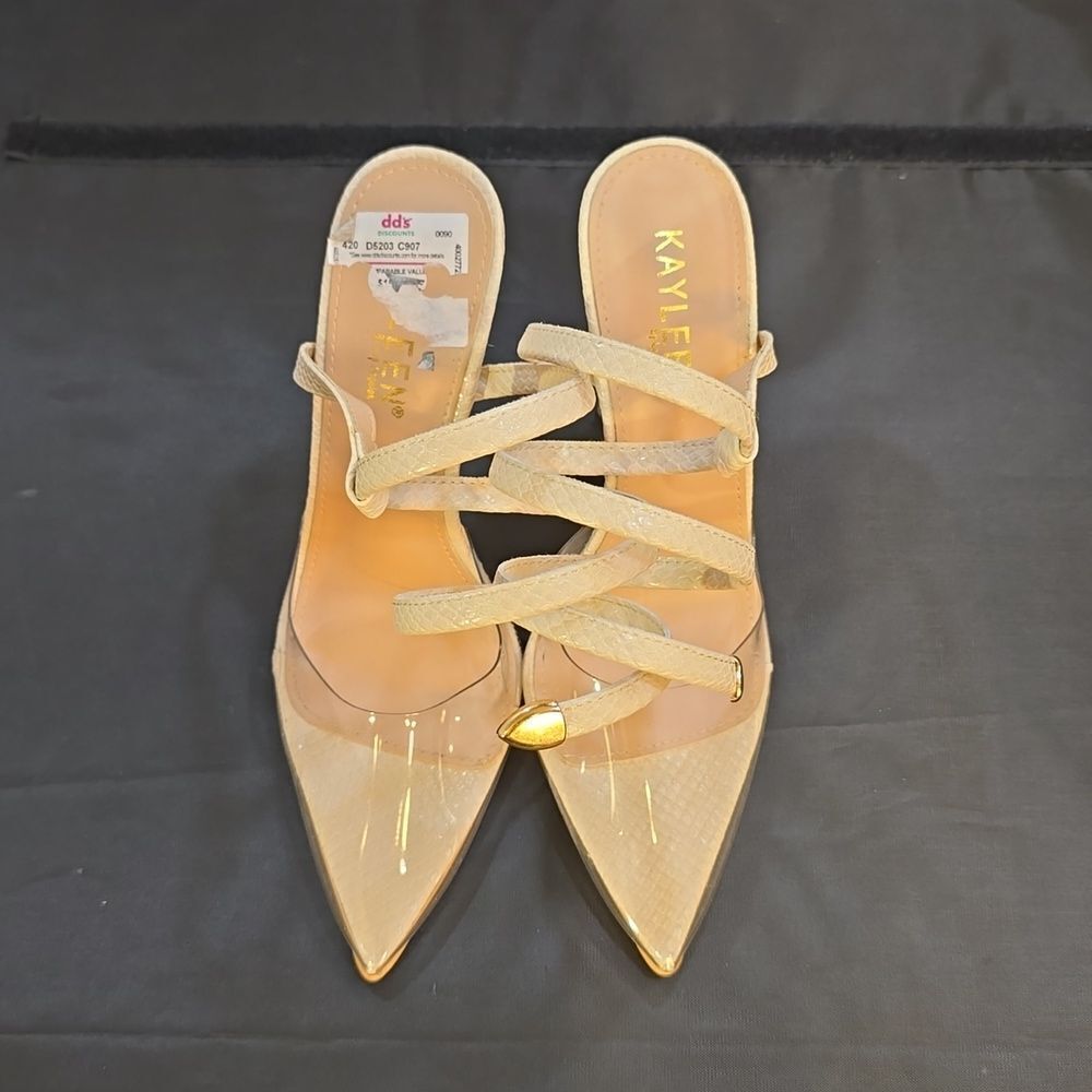 BRAND NEW KAYLEEN BY LOS ANGELES NACYY-5 CLEAR SPIRAL STRAP SPIRAL STRAP SHOE - Picture 3 of 16